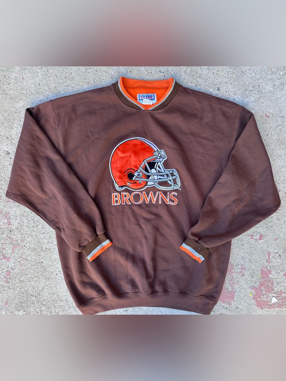 Vintage 90s Starter Pro Line Cleveland Browns Sweatshirt Mens XL Crewneck Brown - Picture 1 of 12